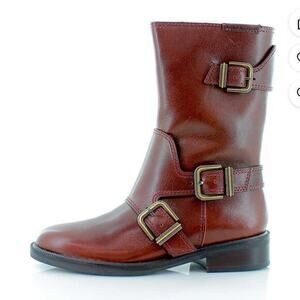 New ▶️ Vince Camuto ◀️  Alicenta Chocolate Brown Mid Calf Moto Women's Boots